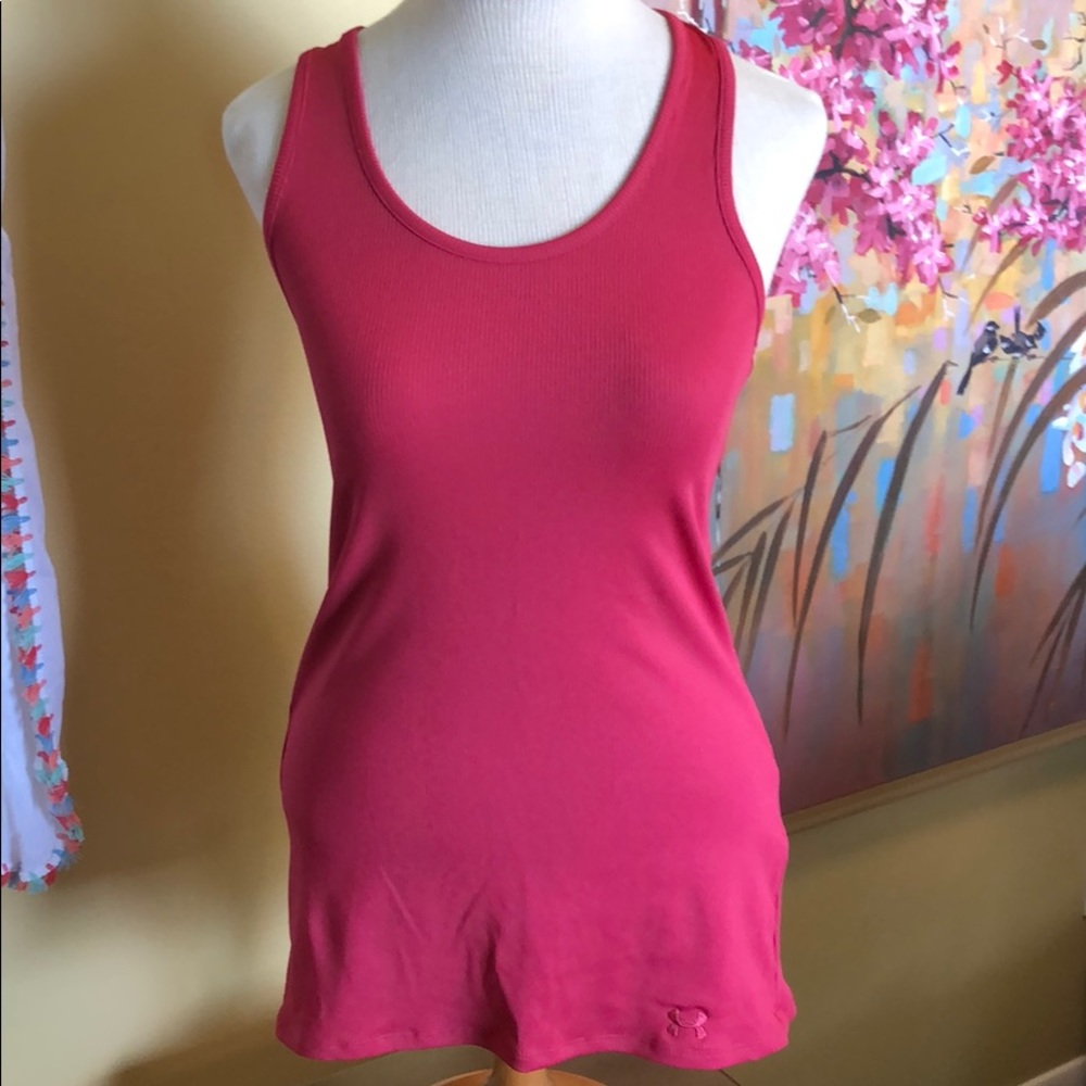 EUC Under Armour Pink HG Exercise Tank Top Sz. M